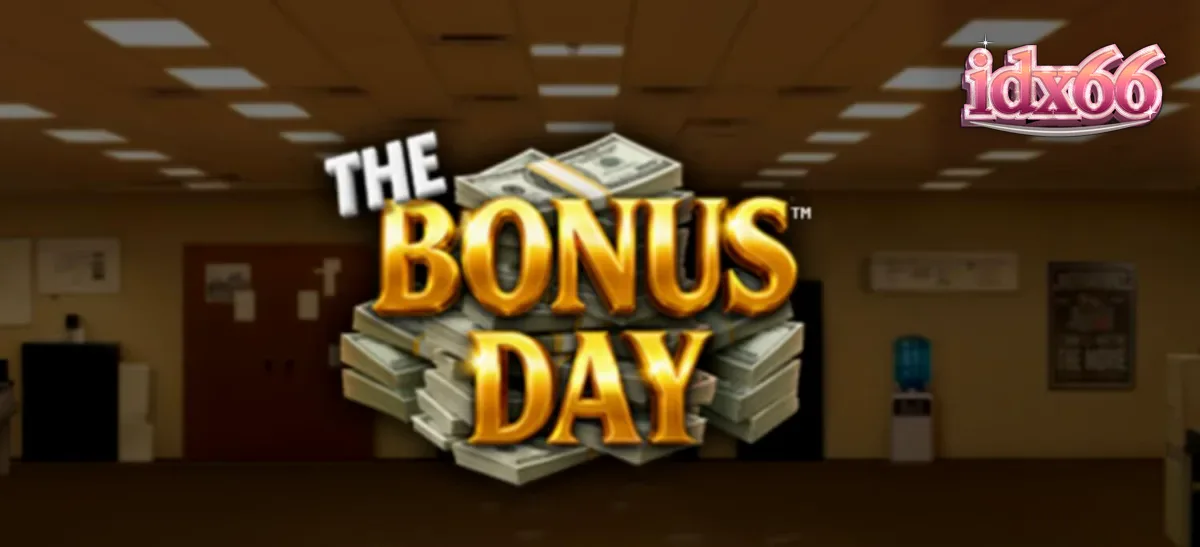 Tampilan antarmuka slot The Bonus Day dengan tema kantor yang penuh warna